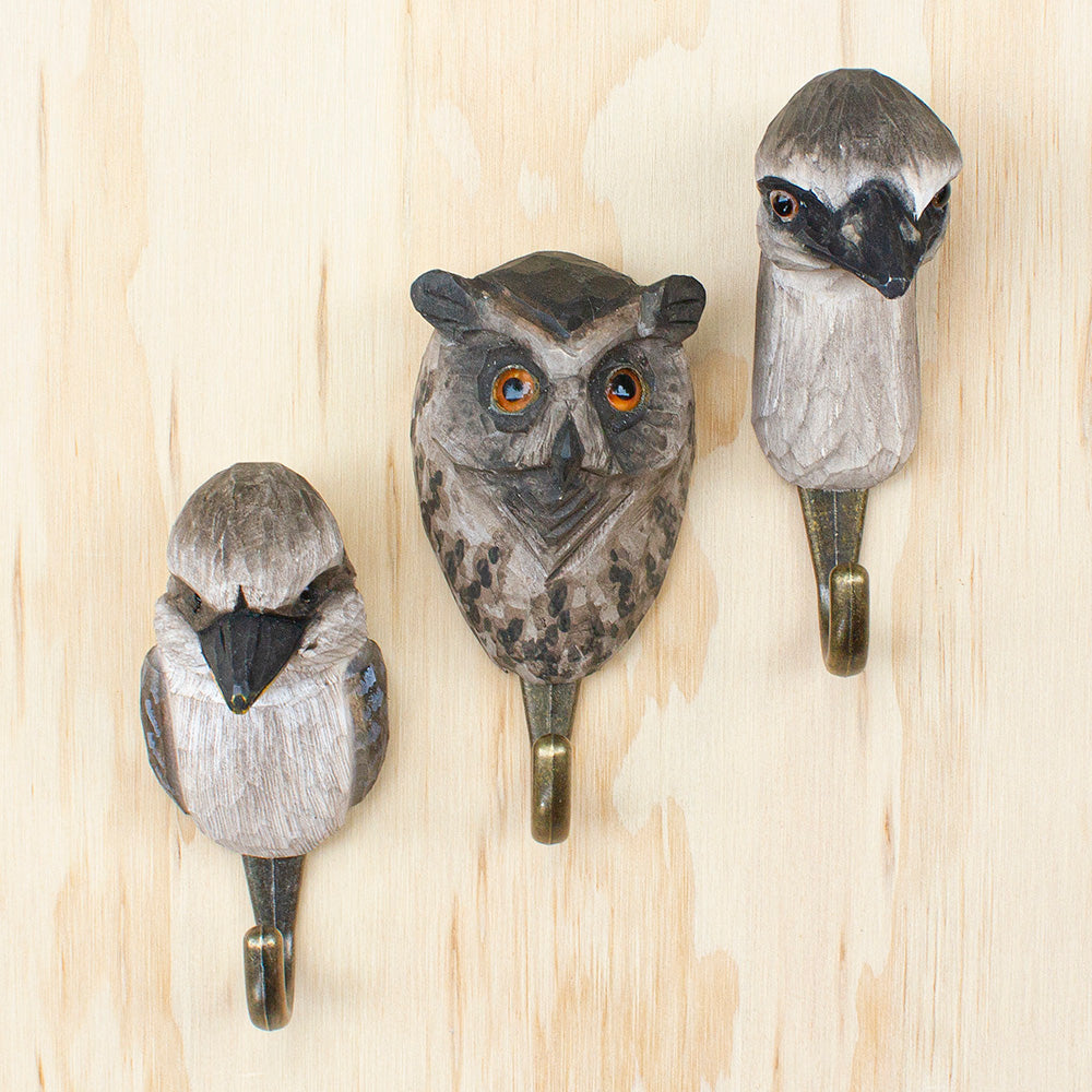 Owl Wall Hook by Wildlife Garden, Jewellery & Gifts for Bird Lovers, Songbird Collection