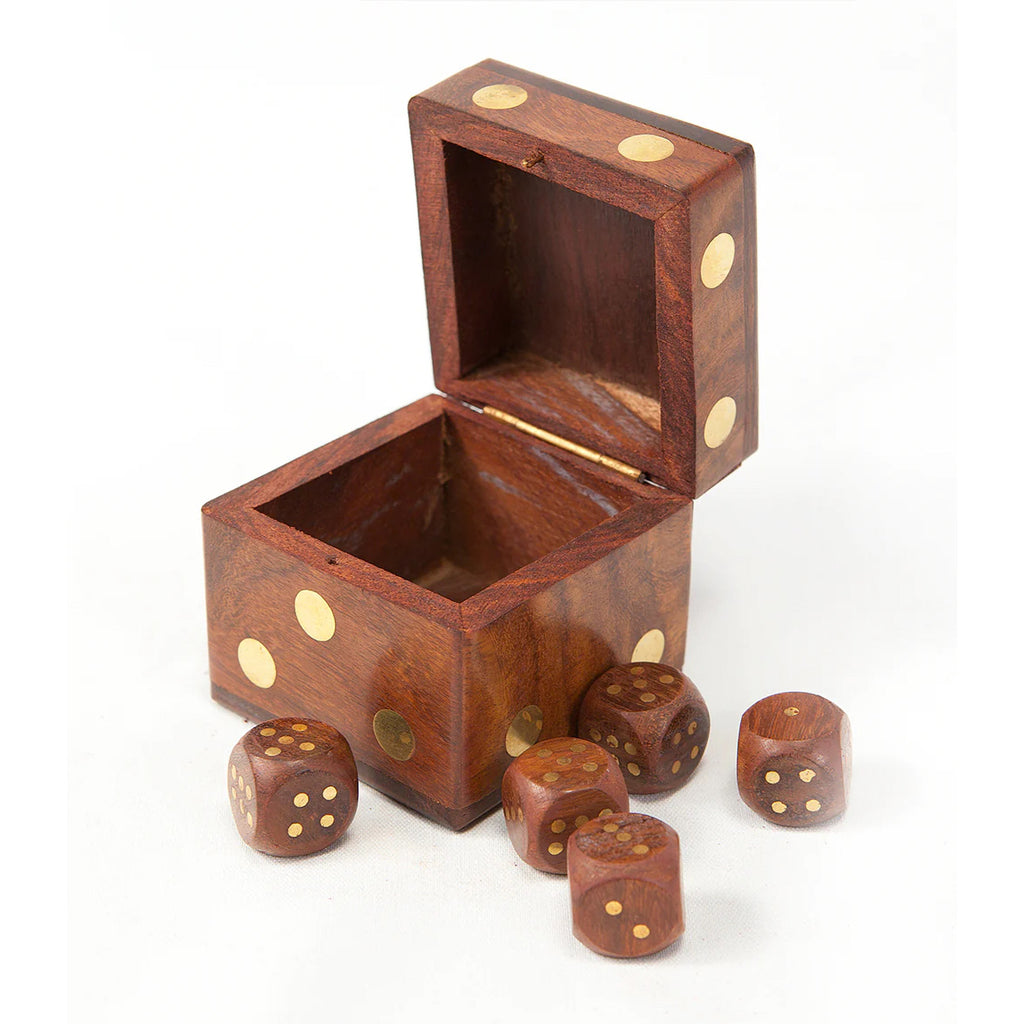 Brass & Wooden Dice Box Set