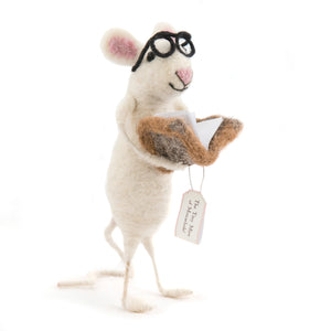 Felted Tiny Mouse - Reading