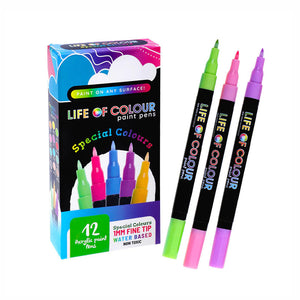 Special Colours 1mm Fine Tip Acrylic Paint Pens - Set of 12