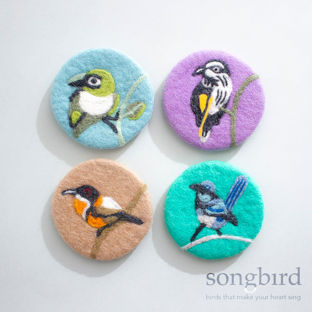Garden Tea Party Felted Coasters Set of 4