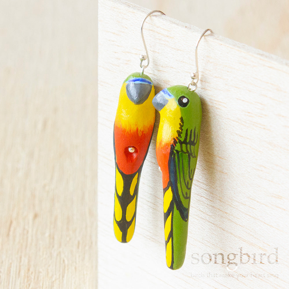 Orange Bellied Parrot Earrings