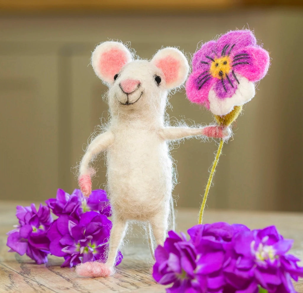 Felted Tiny Mouse - Florist