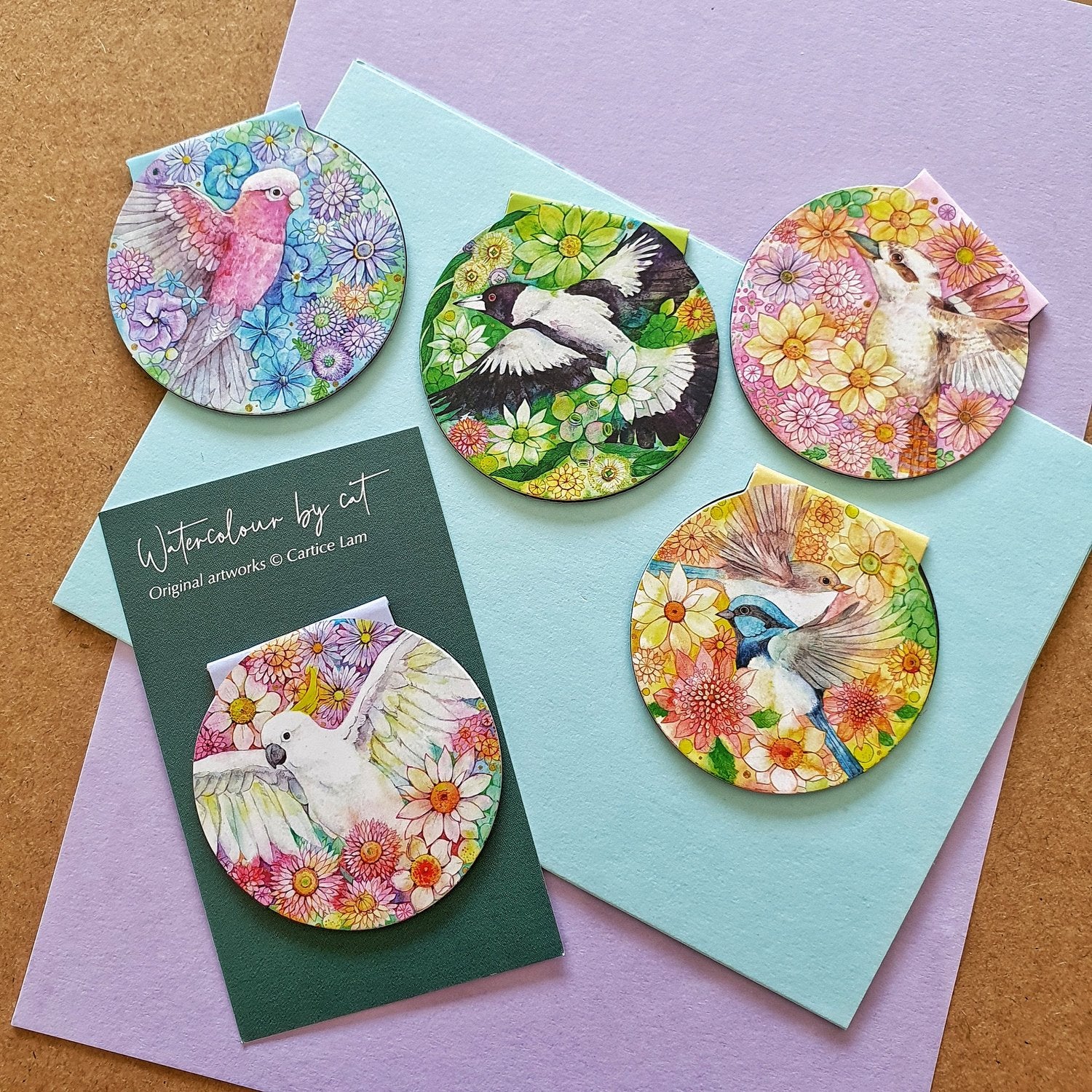Watercolour Magnetic Bookmark - Australian Birds