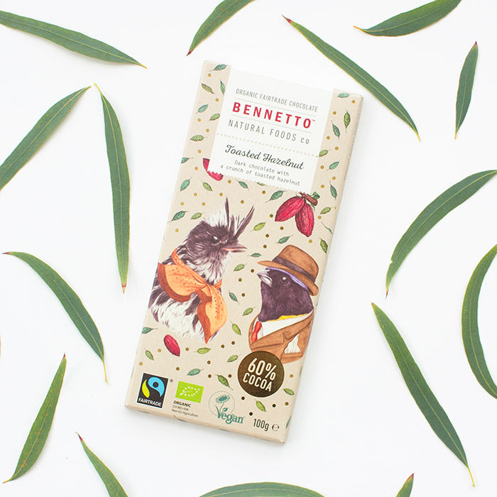 Toasted Hazelnut - Fair Trade, Vegan, Gluten-Free Chocolate by Bennetto, Songbird Australia