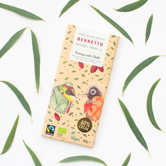 Orange & Chilli - Fair Trade, Vegan, Gluten-Free Chocolate by Bennetto, Songbird Australia