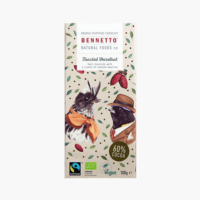 Fair Trade, Vegan, Gluten-Free Chocolate - Toasted Hazelnut by Bennetto, Songbird Australia