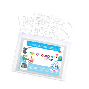 Life of Colour Set of 10 Stencils - Dinosaurs, Retro, Birthdays & More