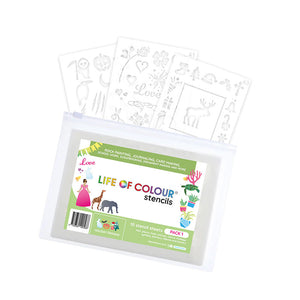 Life of Colour Set of 10 Stencils - Pets, Plants, Food, Holidays Banners