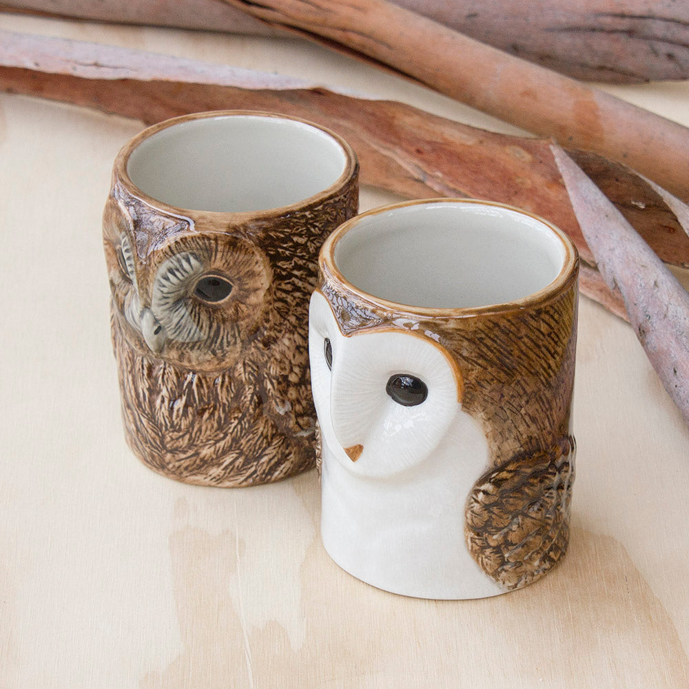 Tawny Owl & Barn Owl Pencil Pot by Quail Ceramics UK, Songbird Collection Australia, Kitchen, Dining, Gifts, Birds