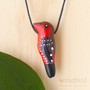 Strawberry Finch Whistle Necklace, Jewellery & Gifts for Bird Lovers, Songbird Collection