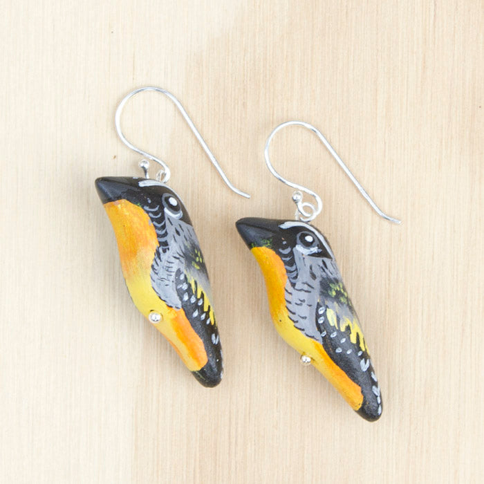 Spotted Pardalote Earrings, Designed in Australia, Handmade in Thailand. Songbird Collection