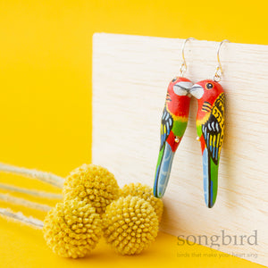 Eastern Rosella Earrings, Songbird Collection Australia, Gifts, Jewellery & Accessories for lovers of birds and beautiful things.