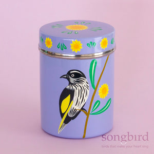 Honeyeater + Banksia Tea Canister, by Songbird Collection, Designed in Tasmania