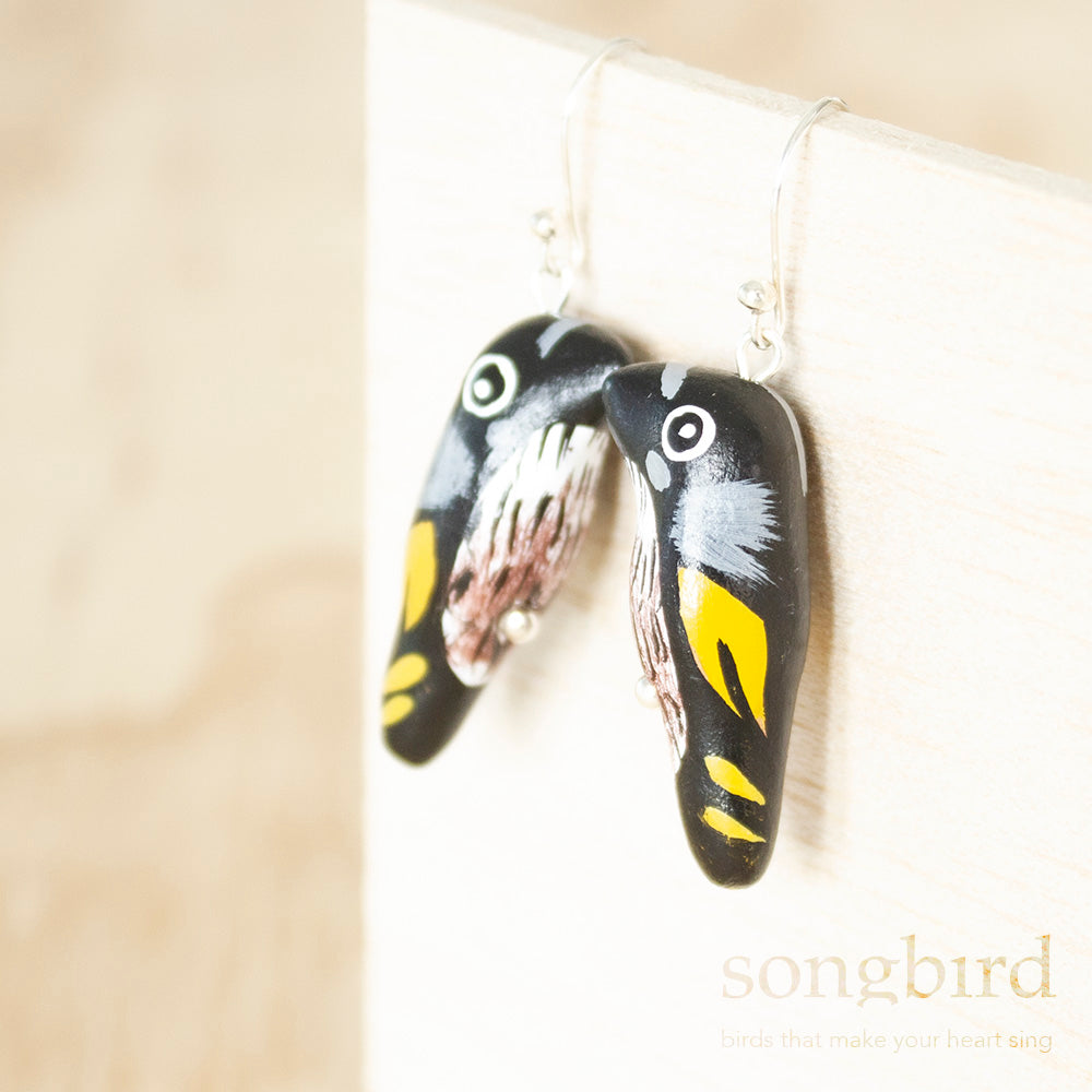 Honeyeater Earrings by Songbird Collection, Designed in Australia, Ethically made jewellery and gifts for bird lovers