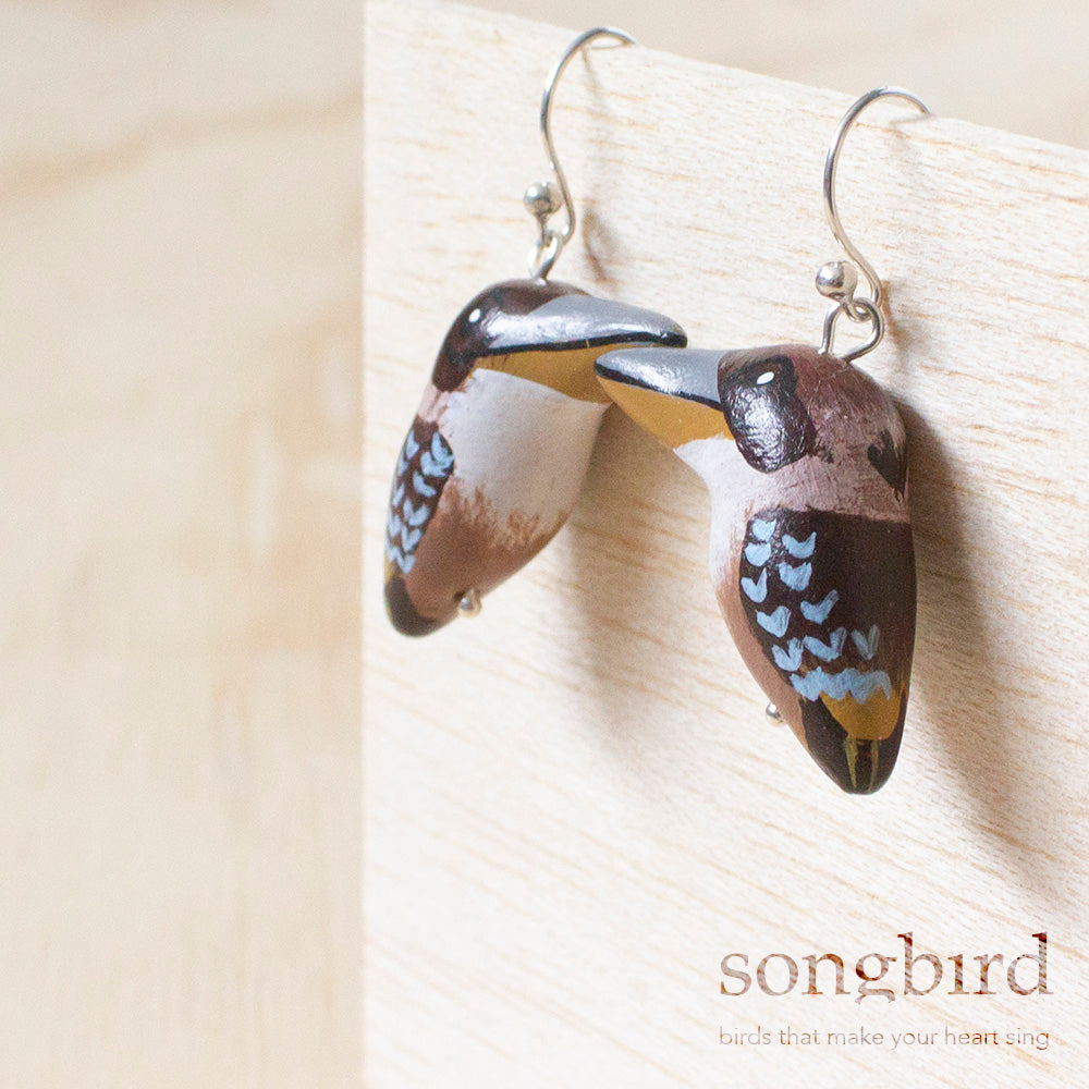 Laughing Kookaburra Earrings, by Songbird Collection Australia, Jewellery and Gifts for Bird Lovers