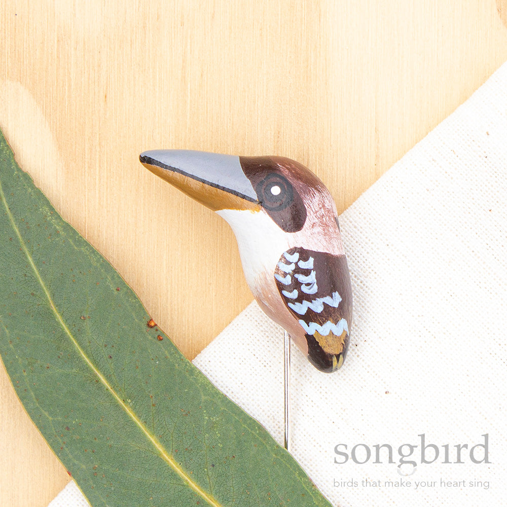 Laughing Kookaburra Hat & Lapel Pin, Designed in Australia by Songbird Collection. Unique Gifts for Bird Lovers
