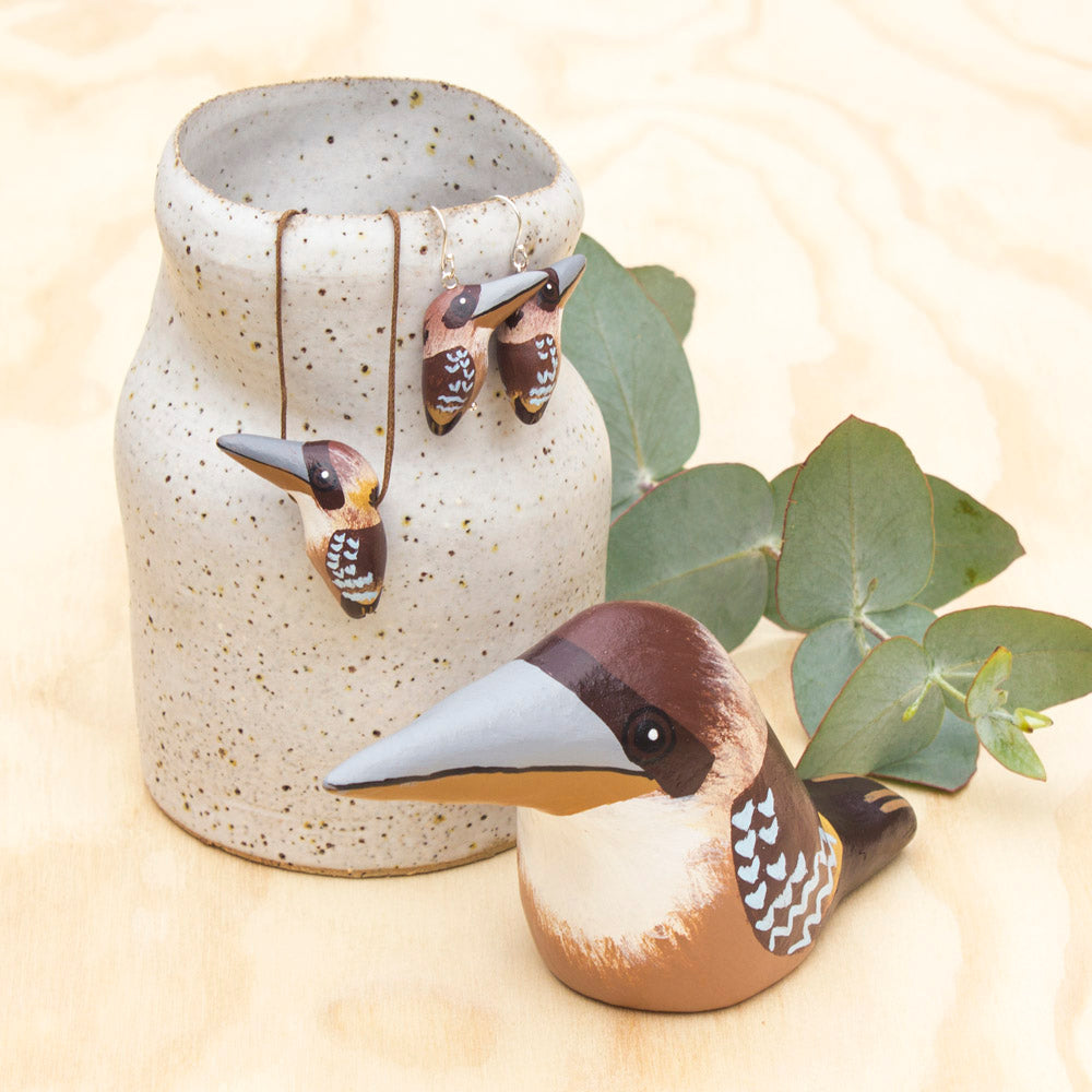 Laughing Kookaburra Whistle Necklace, Earrings, & Paperweight Whistle , Australian Bird Gift Souvenir