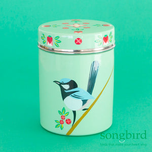 Wren + Boronia Canister, by Songbird Collection, Designed in Tasmania, Australia