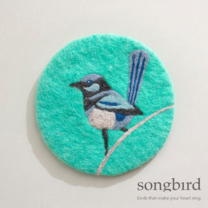 Blue Wren Felted Trivet & Coasters, by Songbird Collection Australia, Fair Trade and Ethical Gift Ideas