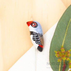Diamond Firetail Hat & Lapel Pin, Designed in Australia by Songbird Collection. Unique Gift Ideas for bird lovers
