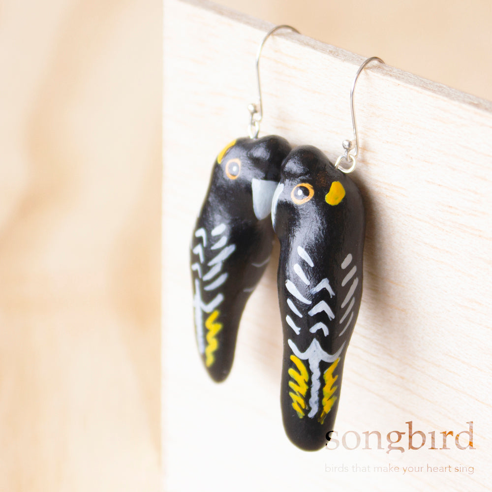 Yellow-Tailed Black Cockatoo Earrings