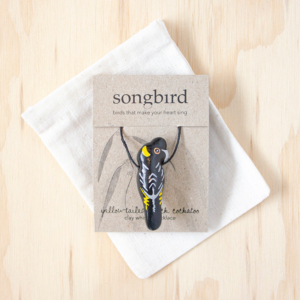 Yellow-Tailed Black Cockatoo Whistle Necklace