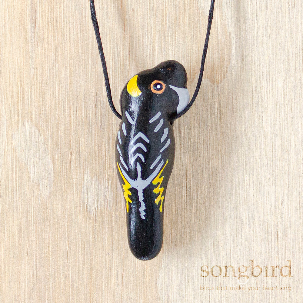 Yellow-Tailed Black Cockatoo Whistle Necklace