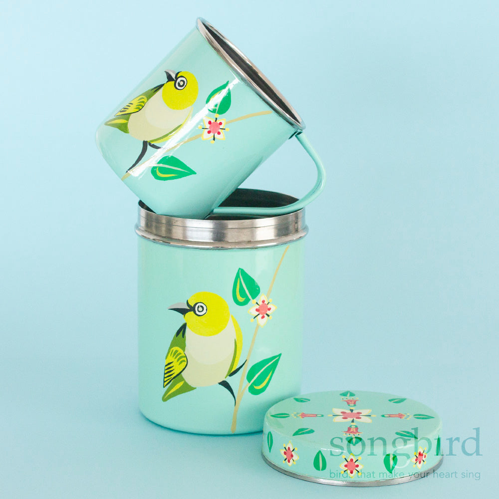 Silvereye + Correa Billy Tea Gift Set by Songbird Collection, Australia, Jewellery, Gifts for Bird Lovers