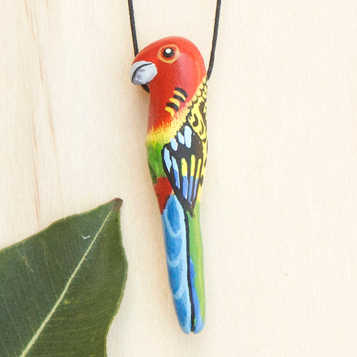 Eastern Rosella Whistle Necklace, Ethically Handmade Jewellery, Songbird Australia