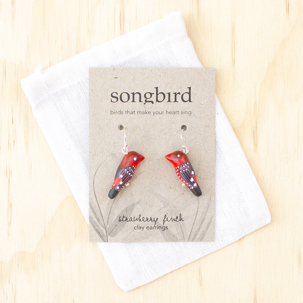 Strawberry Finch Earrings