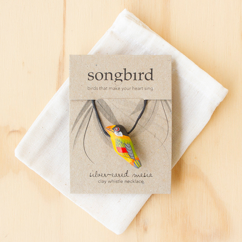Silver-Eared Mesia Whistle Necklace, Jewellery, Gifts & Keepsakes for Bird Lovers, Songbird Collection