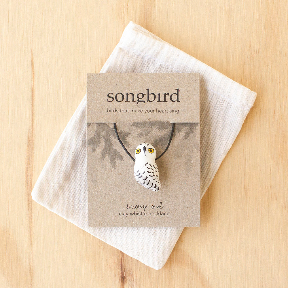 Snowy Owl Whistle Necklace, Jewellery and Gifts for Bird Lovers, Songbird Collection Europe