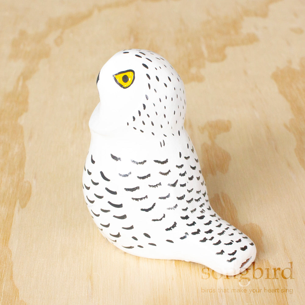 Snowy Owl Paperweight Whistle, Jewellery & Gifts for Bird Lovers, Songbird Collection Australia