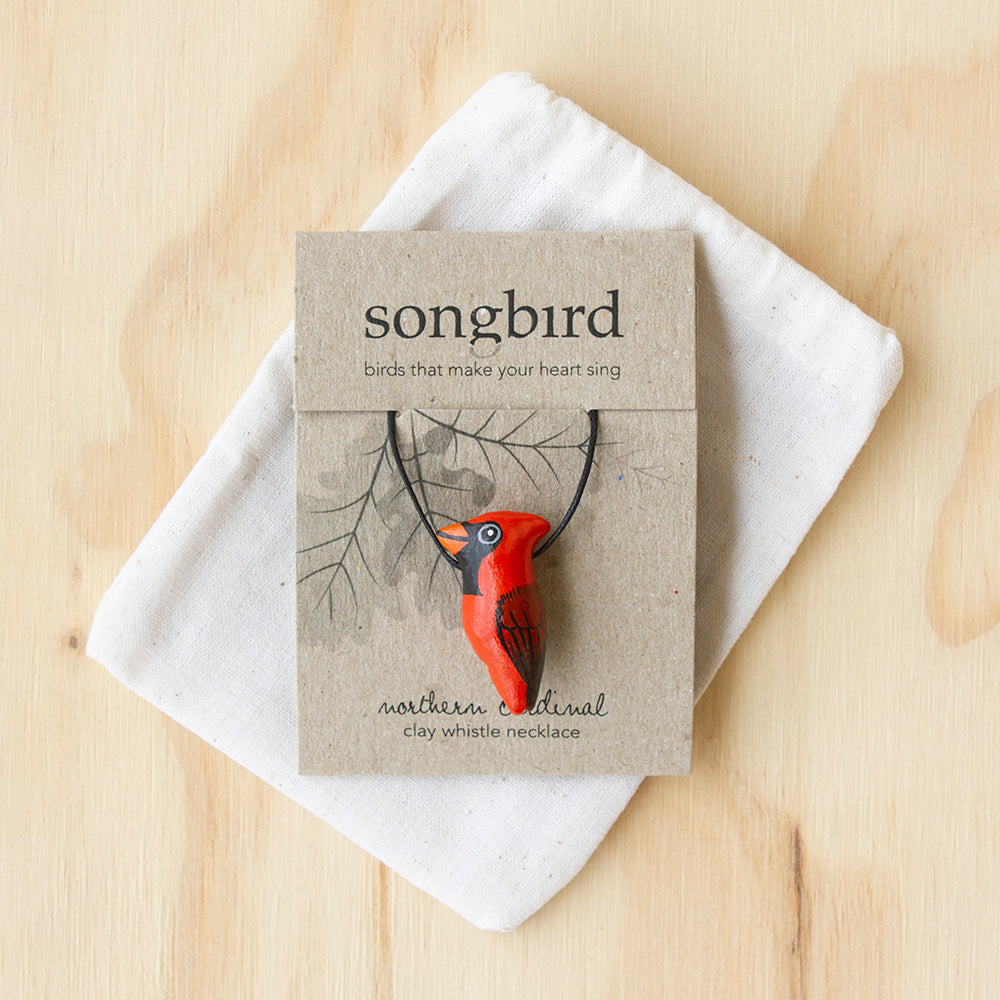 Northern Cardinal Whistle Necklace, Jewellery & Gifts for Bird Lovers, Songbird Collection America