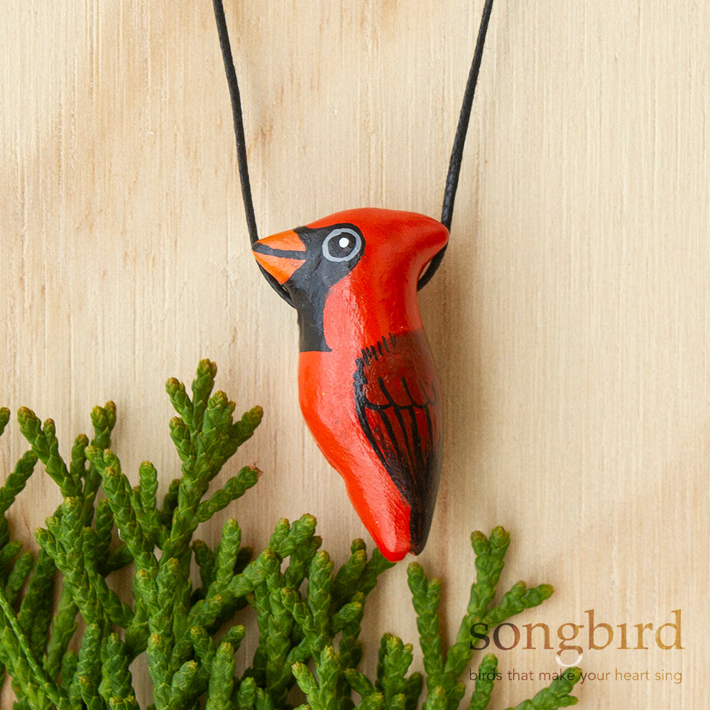 Northern Cardinal Whistle Necklace, Jewellery & Gifts for Bird Lovers, Songbird Collection America