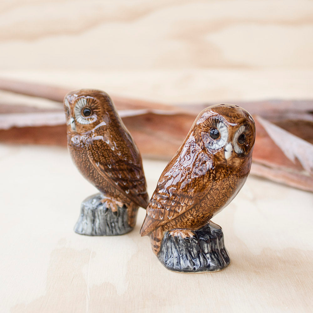 Tawny Owl Salt & Pepper by Quail Ceramics UK, Songbird Collection Australia, Kitchen, Dining, Gifts, Birds