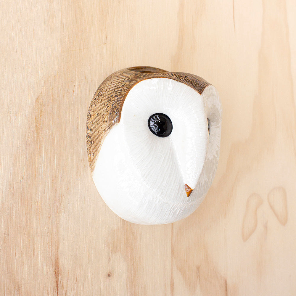 Barn Owl Wall Vase by Quail Ceramics, Jewellery & Gifts for Bird Lovers, Songbird Collection Australia