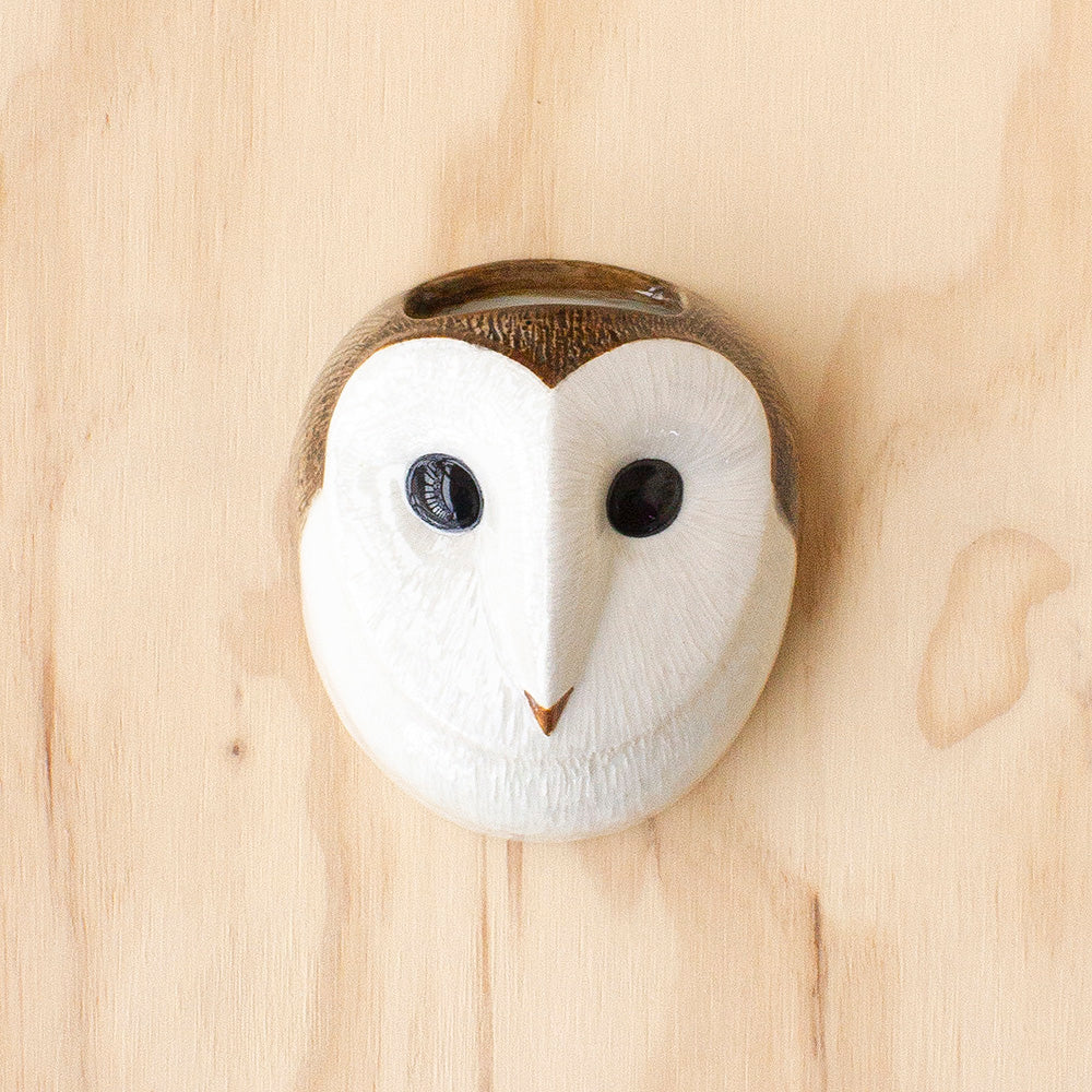 Barn Owl Wall Vase by Quail Ceramics, Jewellery & Gifts for Bird Lovers, Songbird Collection Australia