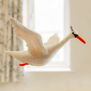 Odette Swan Mobile by Sew Heart Felt, Unique Jewellery & Gifts for Bird Lovers, Songbird Collection Australia